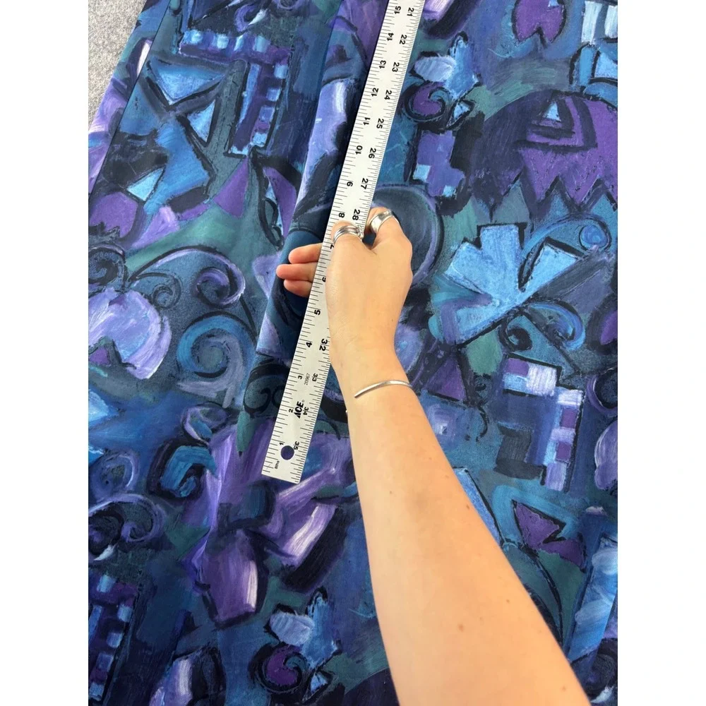 Nancy II VTG Abstract Floral Maxi Dress Purple Blue Women Plus 18WP Retro Artsy